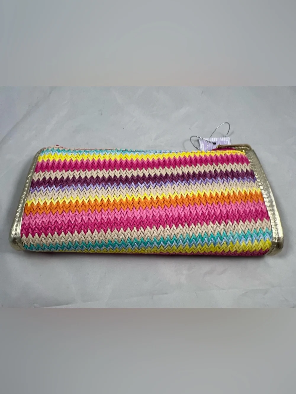 Stephanie Johnson Cosmetic Travel Bags Set Of 2 Rainbow Raffia Print NWT